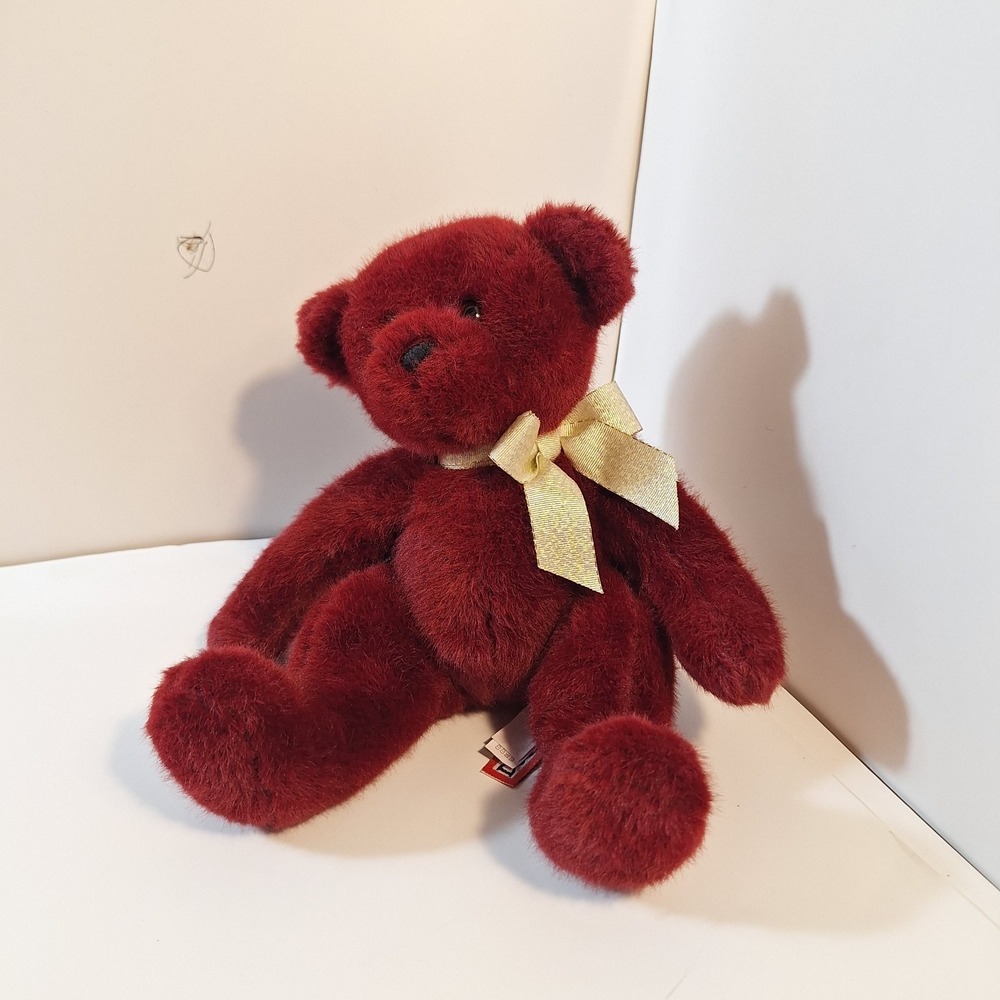 Douglas Cuddle Red Velvet Bear & Gold Tie‎ Plush Stuffed Animal 7"